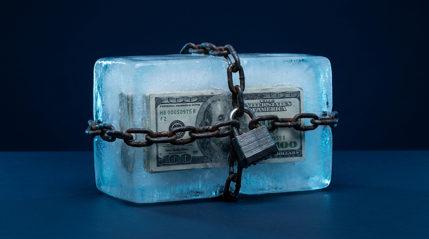 Money you are owed, frozen and locked